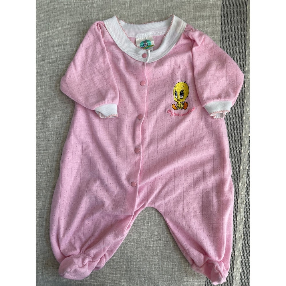 Baby Looney Tunes Tweety Bird Sleeper Kids Small Pink Rare 0-3 MTHS 1997 Vintage